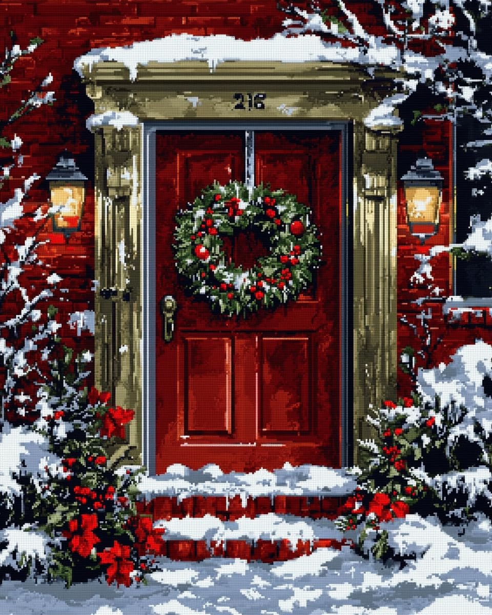 Festive Christmas Embroidery Cross Stitch Kit,DIY Needlework Project for Beginners & Adults, Handmade Holiday Décor,Winter Craft Activity & Thoughtful Gift,40x50 cm - 3