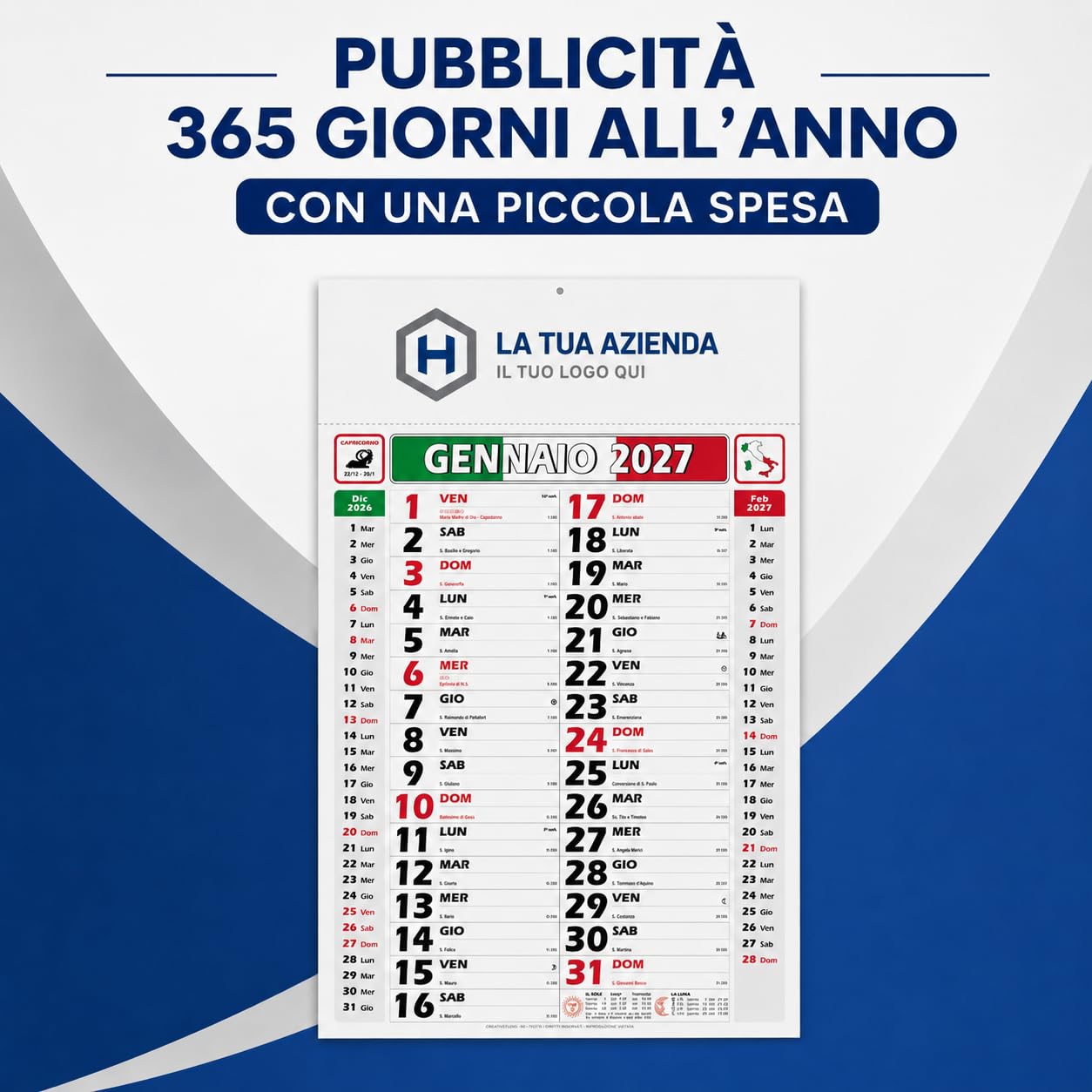 Calendari Personalizzati 2026 in Stock da 100 Pezzi Olandesi Grandi da Muro Notes sul Retro per Gadget Pubblicitari di Fine Anno e come Omaggio per i Clienti o Regali Aziendali | PA432