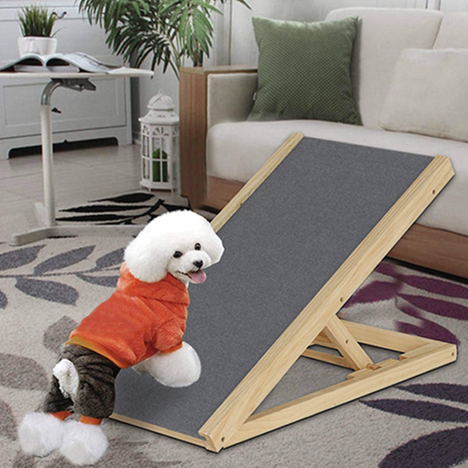 Buy Solid Wooden Pet Ramp Car Dog Ladder 2Height Adjustable with Nonslip Carpet Safety Pets