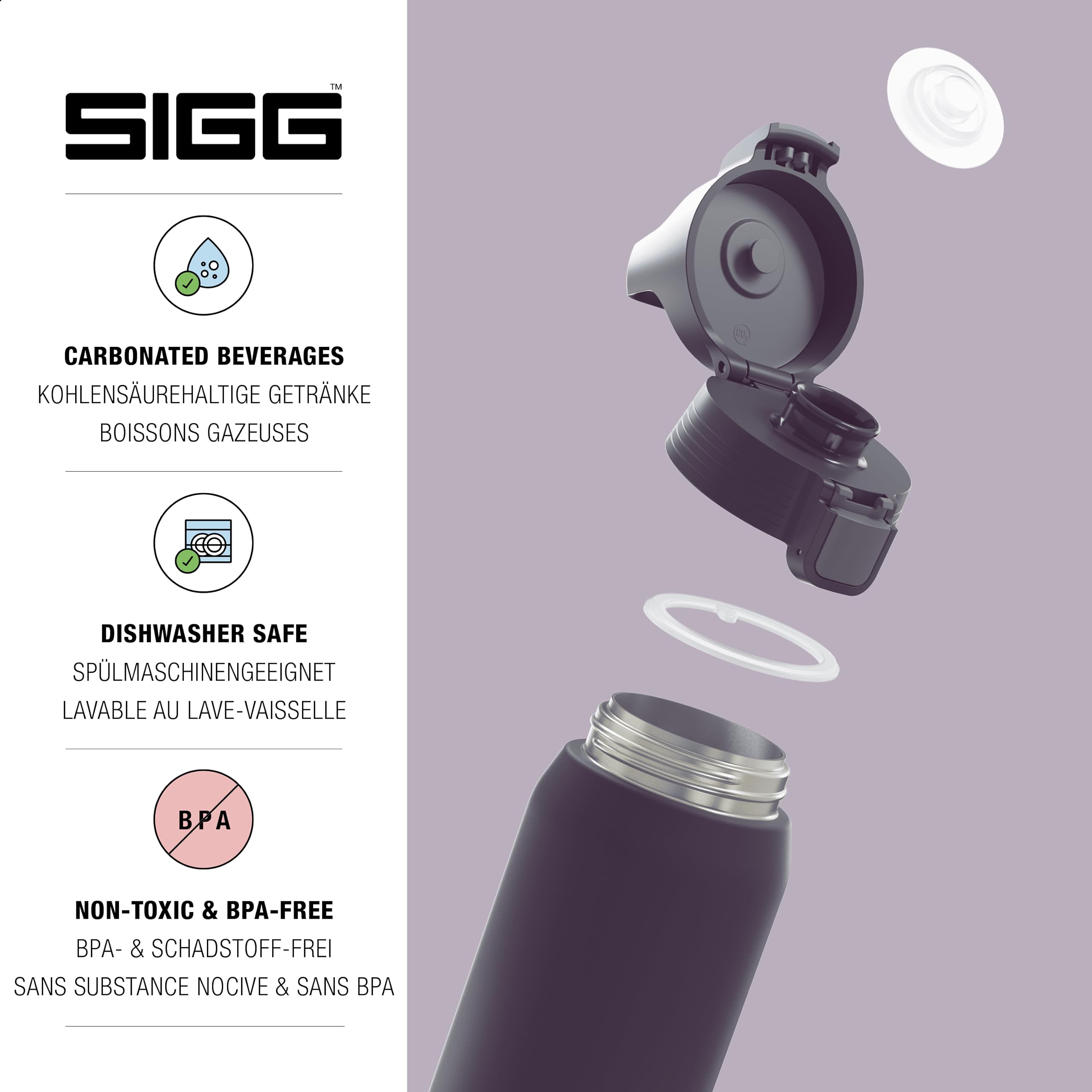 SIGG, Insulated Water Bottle, Shield Therm One, Suitable for Carbonated Beverages, Leakproof, Dishwasher Safe, BPA Free - Image 3