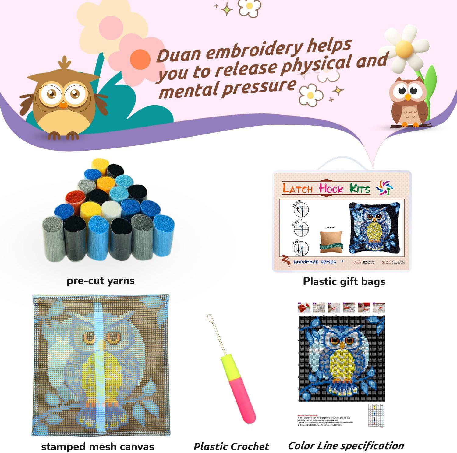 Numptain Latch Hook Kits for Adults,DIY Rug Kits Carpet Embroidery Sofa Cushion Dogs Only Pattern Color Printed Canvas,Beginners Handmade Needlework Crafts Home Decoration,20.5"x15"