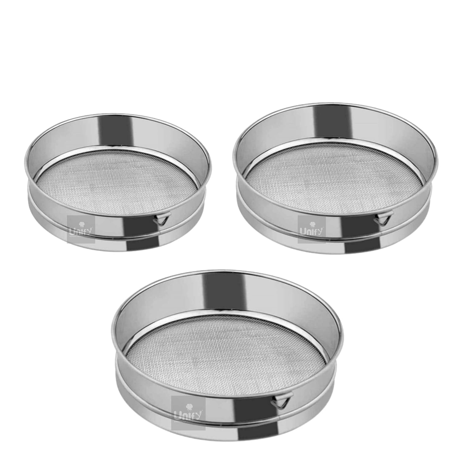 Unify Stainless Steel Sieve Set 3 Pieces Flour Strainer for Kitchen