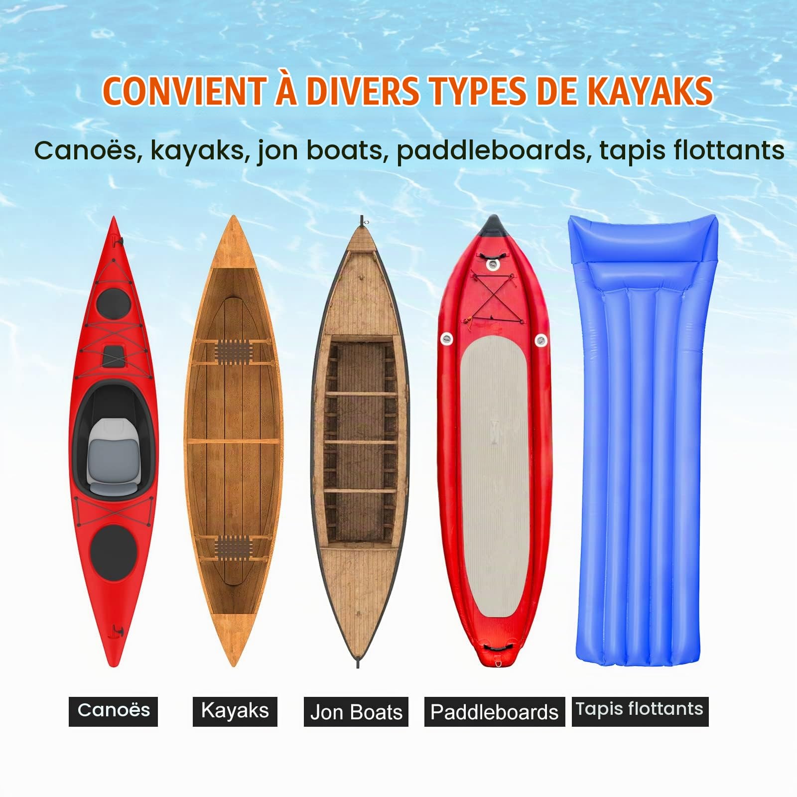 VEVOR Chariot de Kayak 160 kg Chariot de Transport Canoë Pliable avec 2 Roues 30,5 cm Largeur Ajustable et 1 Pied de Support Antidérapant pour Kayaks Canoës Planches à Pagaie Tapis Flottants Bateaux