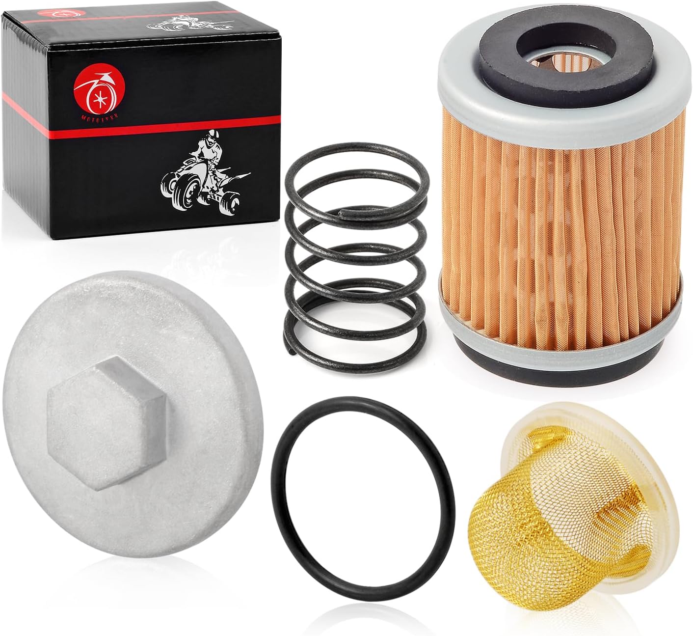 Oil Drain Plug CAP & Spring Oil Filter Strainer For YAMAHA SR185 XT225 BW200 TTR225 TTR230 TW200 MOTO-4 YFM 200 225 Bear Tracker 250 YFM250 Timberwolf 250 YFB250