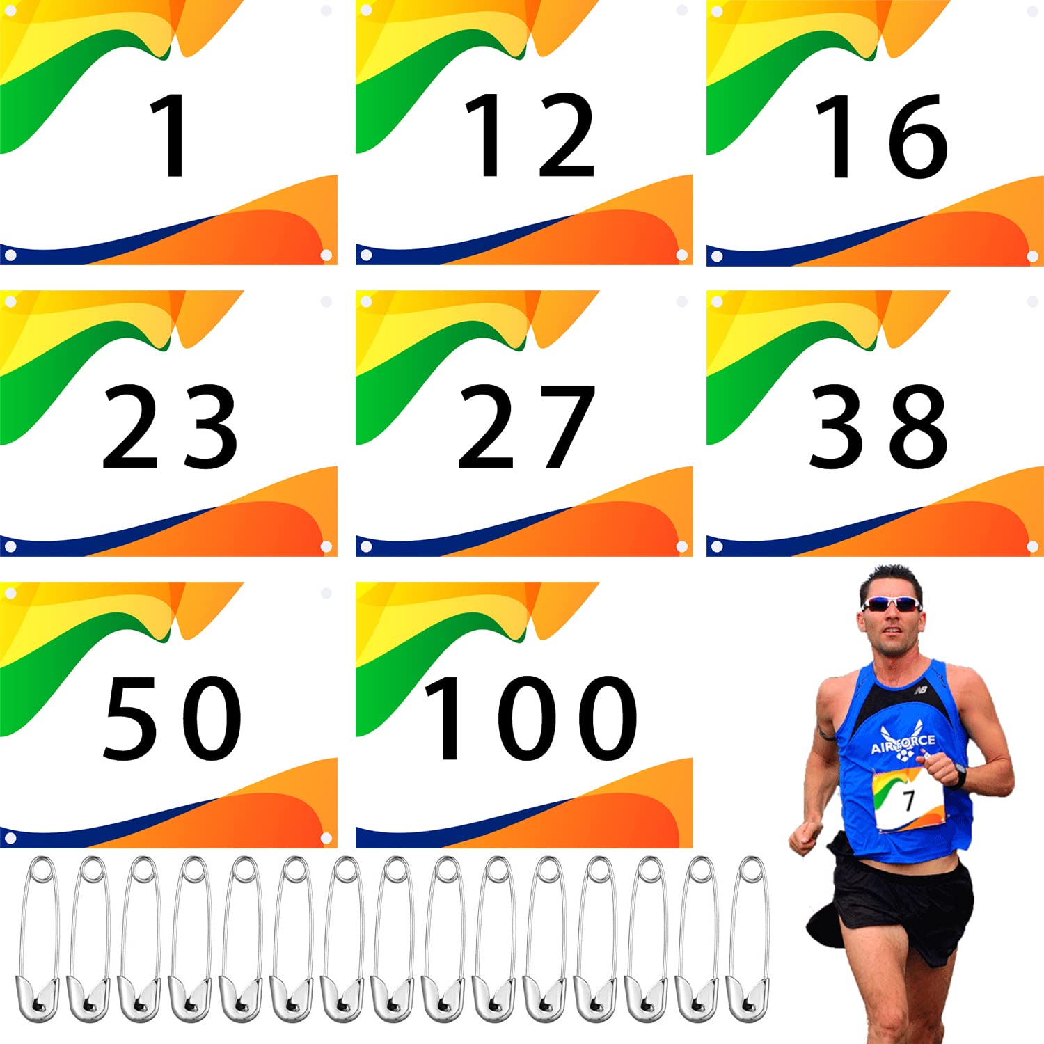 Buy SLOYUNLU Running Bib Numbers 50/100 with Safety Pins for Marathon