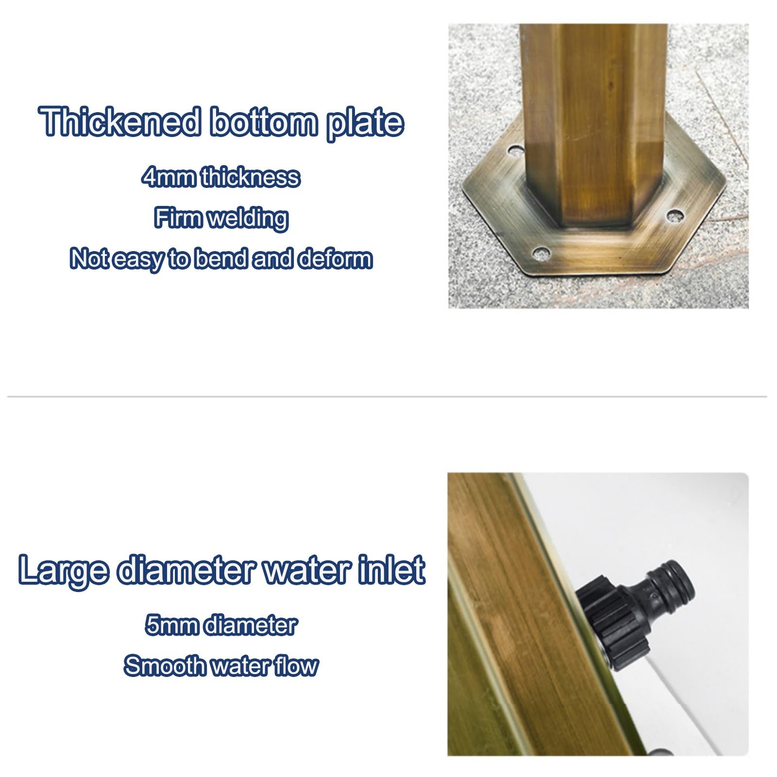 Robinet extérieur Robuste en Acier Inoxydable - Convient aux patios et aux Cours, Robinet de Jardin, Robinet sur Pied Slish, Alimentation en Eau en résine résistante aux intempéries (Marron