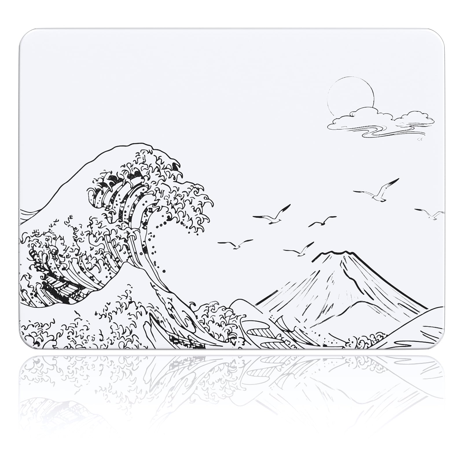 MAMBASNAKE x Attack Shark CM05SE Glass Hard Gaming Mousepad,Nano-Micro-Etched Texture,Smooth Glass Surface,High Accuracy,Fast-Moving,Anti-Scratch, PU Leather Non-Slip Base, Small Size(410×310mm)