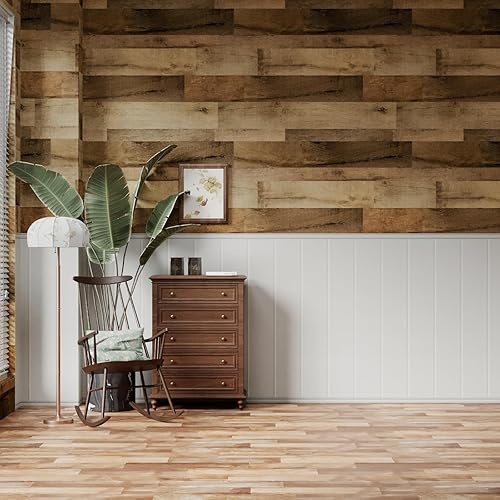 Miniatura 63 de Oxdigi Rollo de vinilo autoadhesivo para suelos de 24 x 393 pulgadas / 64 pies cuadrados, tablones de vinilo autoadhesivos para suelos de madera