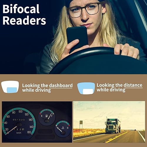 Miniatura 5 de Kafirlo Anteojos de lectura bifocales para mujeres y hombres, parte superior transparente, bloqueo de luz azul, lectores de computadora, marco