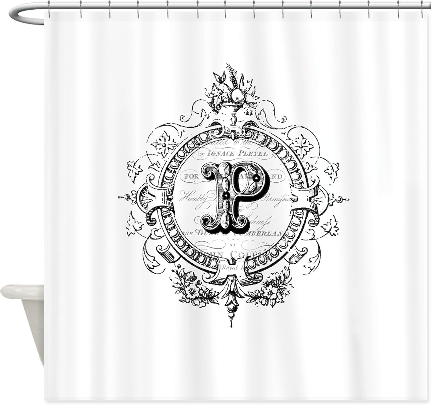 CafePress Modern Vintage French Monogram Letter P Shower Cur Decorative Fabric Shower Curtain