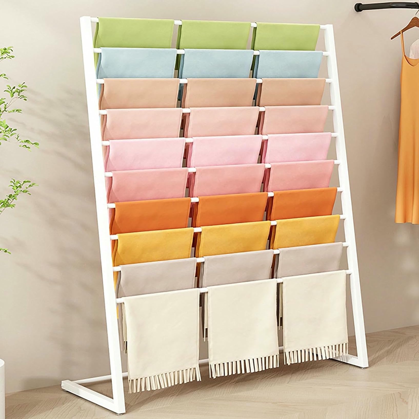 Présentoir à tissus robuste en acier avec supports pour rouleaux de textile