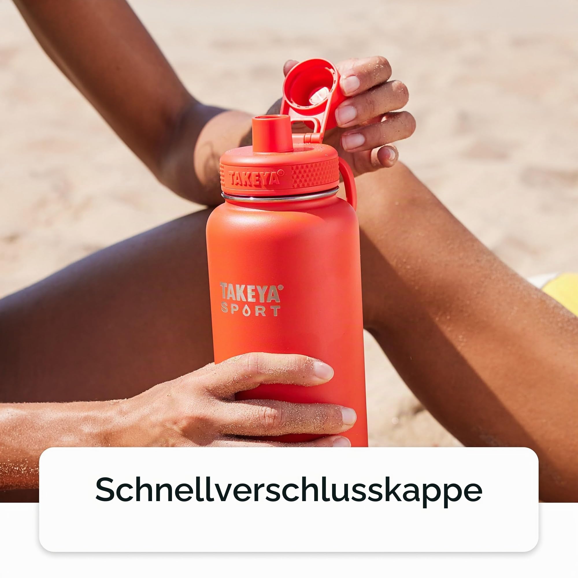 Takeya Sport Dreifachwandige isolierte Edelstahl-Wasserflasche mit eisblockierendem Auslaufdeckel, unübertroffene Qualität, 26+ Stunden kalt, Grand Slam Black