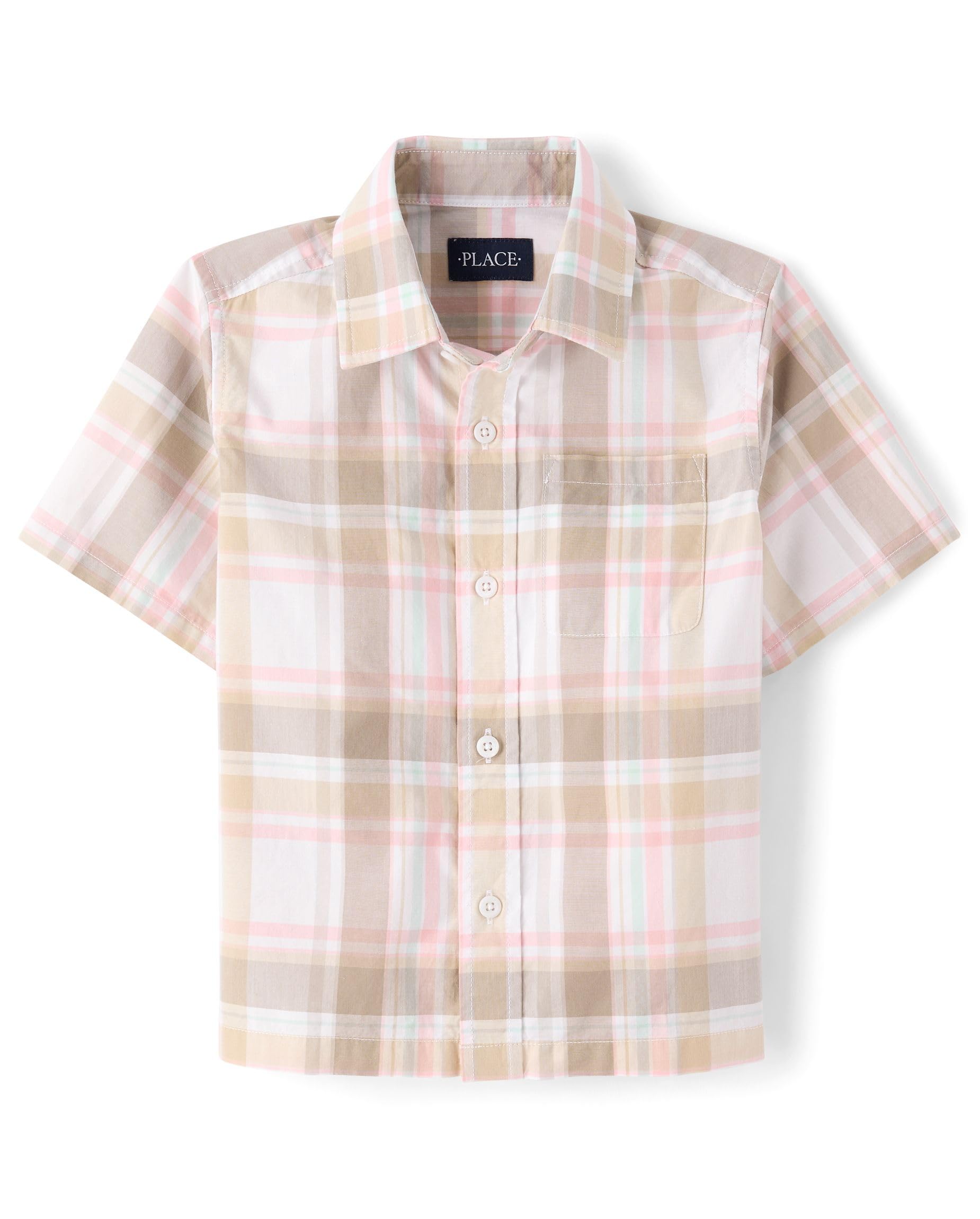 The Children's Place,Short Sleeve Button Down Shirt,Tidal,Small (5/6) — view 10