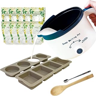 PIUH Soap Melter with 5lbs Soap Base for Soap Making Kit, 5lbs Soap Base Making Kits Including 2 Gears Electronic Soap Melting Pot, 10 Packs Soap Base, Spout and Mold for DIY Soap