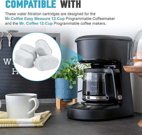 Miniatura 3 de Filtro de café de agua activada de 12 tazas para Mr.Coffee Maker, cartucho de repuesto reutilizable con carbón activado, elimina impurezas, calcio,