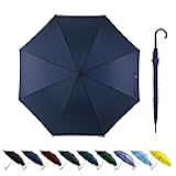 Large Stick Umbrella Windproof Automatic Open 50 Inch Umbrella with Hook Handle,Over Sized J Handle Umbrellas for Men and Women,Windproof Unbreakable Stick Rain Golf Umbrella.