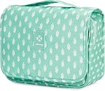 Narwey Sac de toilette suspendu Femmes Voyage Articles de toilette Sac de maquillage cosmétique Organisateur imperméable pour les filles (Green Leaf)