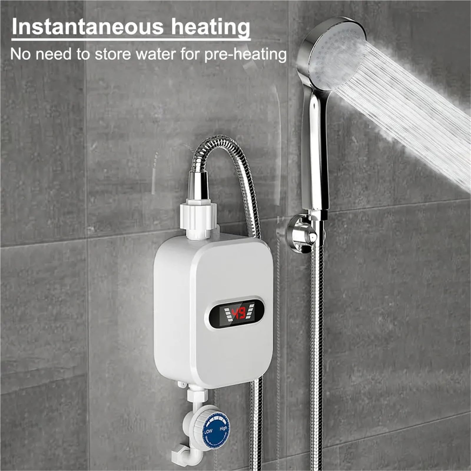 Calentador de agua instantáneo 3500 W con pantalla digital, calentador sin tanque for baño y ducha,Premium a prueba de fugas