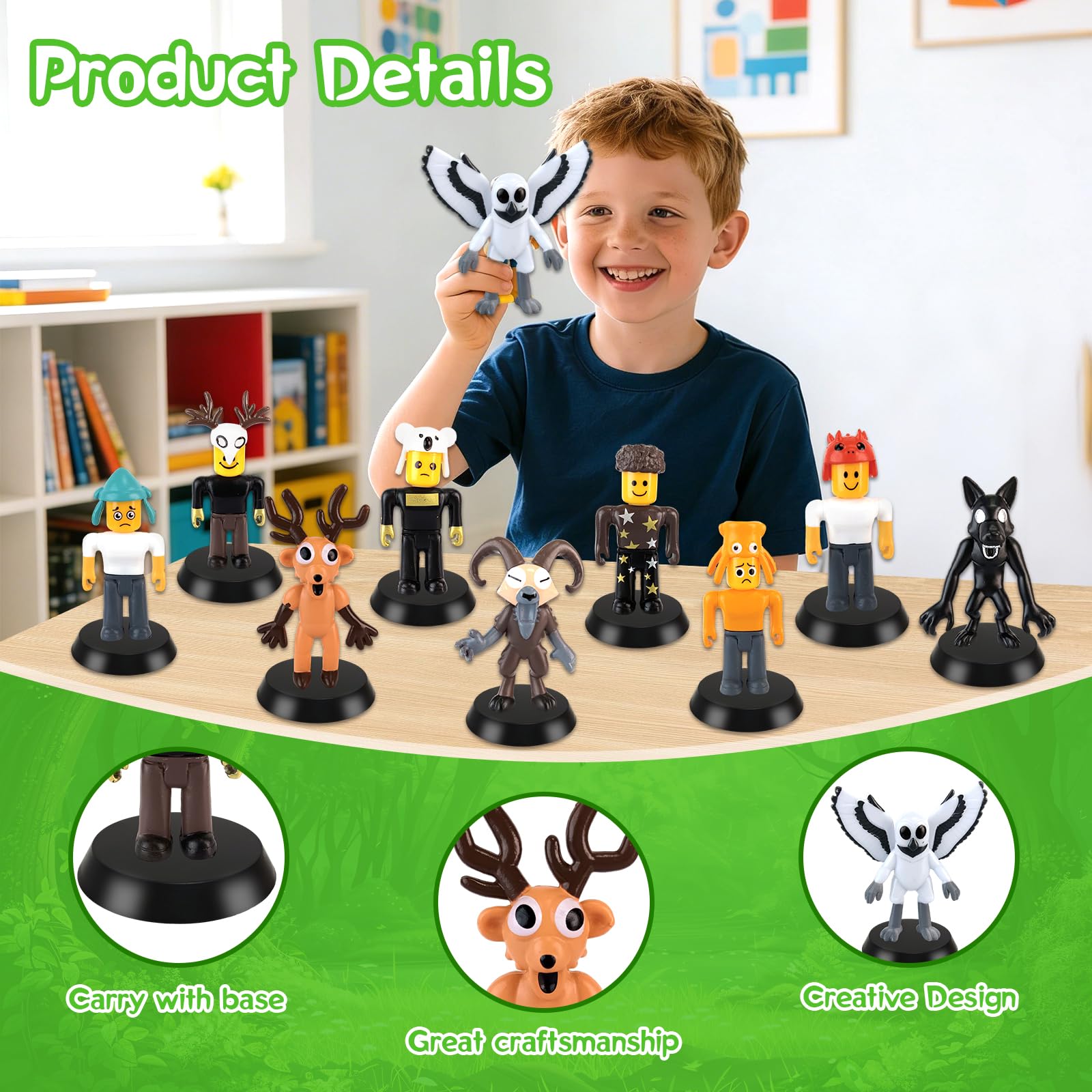 Audasi 10 Pcs 99 Nights In The Forest Action Figures with base - Image 3