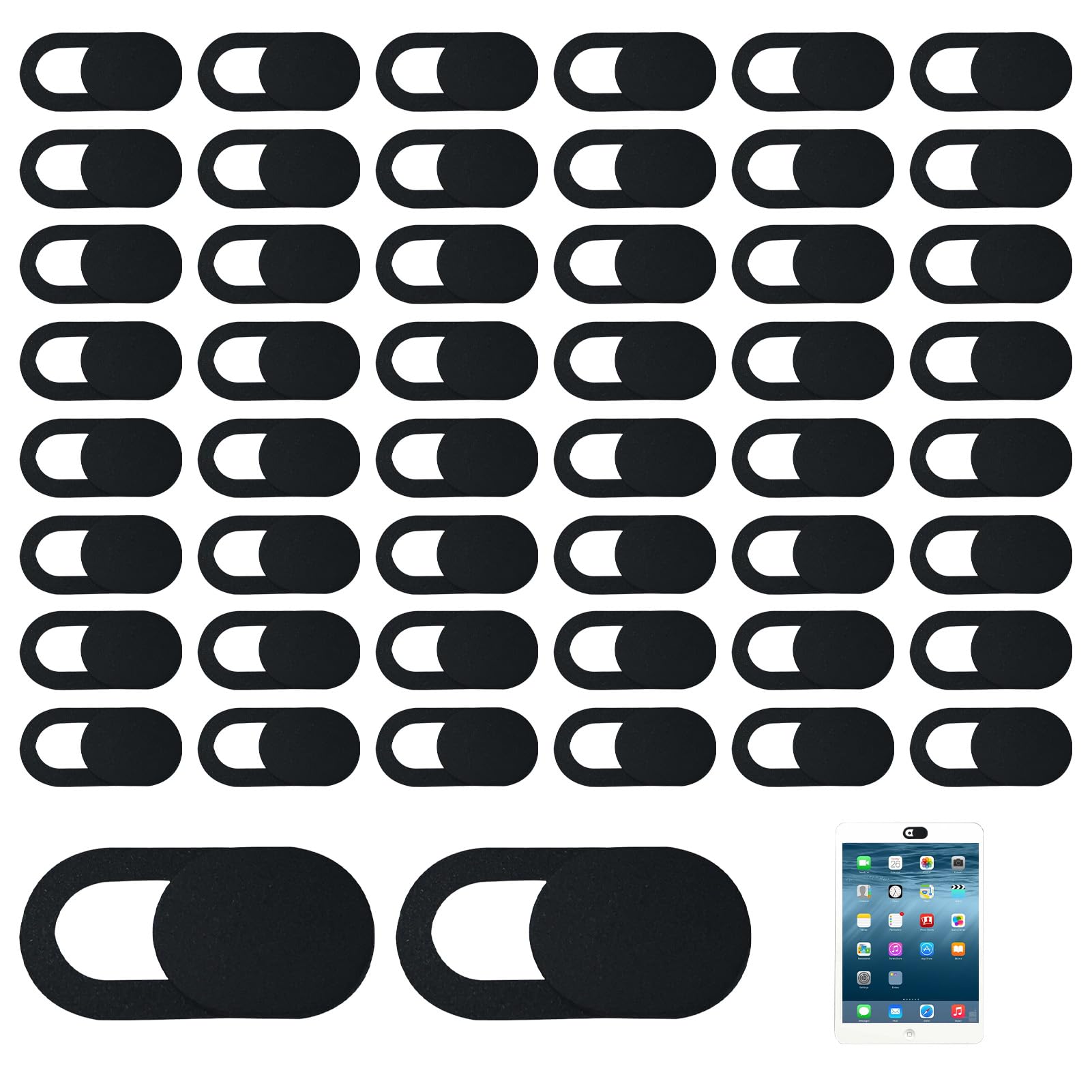 Cache Webcam Ultra-Fin Lot de 50, Protection Caméra pour Ordinateur Portable Tablette Smartphone, Coulissant Discret pour PC Noir