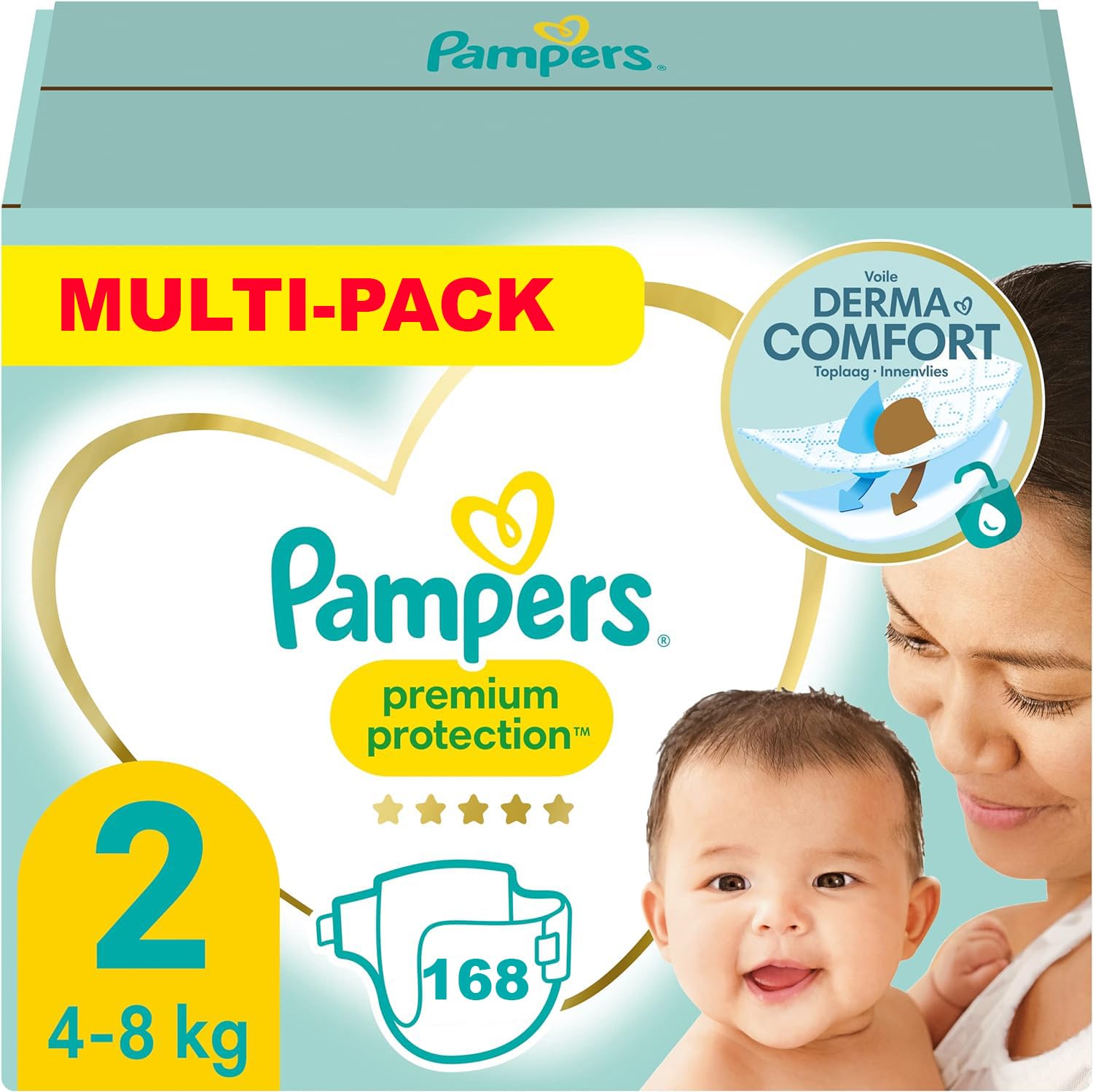 PAMPERS PREMIUM PROTECTION TAILLE 2 168 COUCHES (4-8 KG)