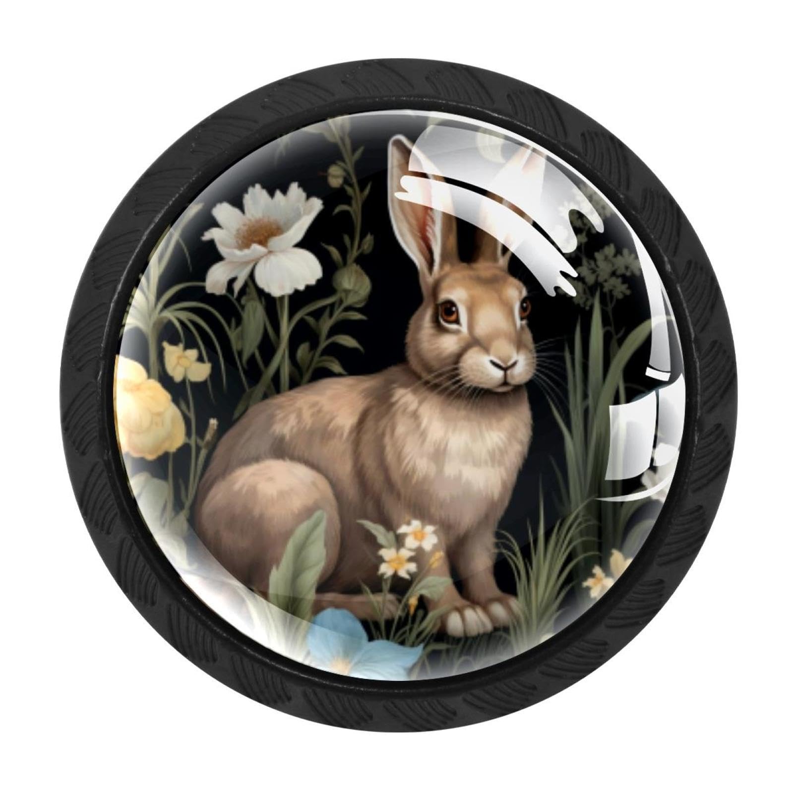 CHENZZZZ Rabbit Bunny Drawer Knobs Pull Handle Crystal Glass Circle Shape Cabinet Drawer Pulls Cupboard Knobs with Screws for Kitchen Cupboard Dresser Wardrobe etc