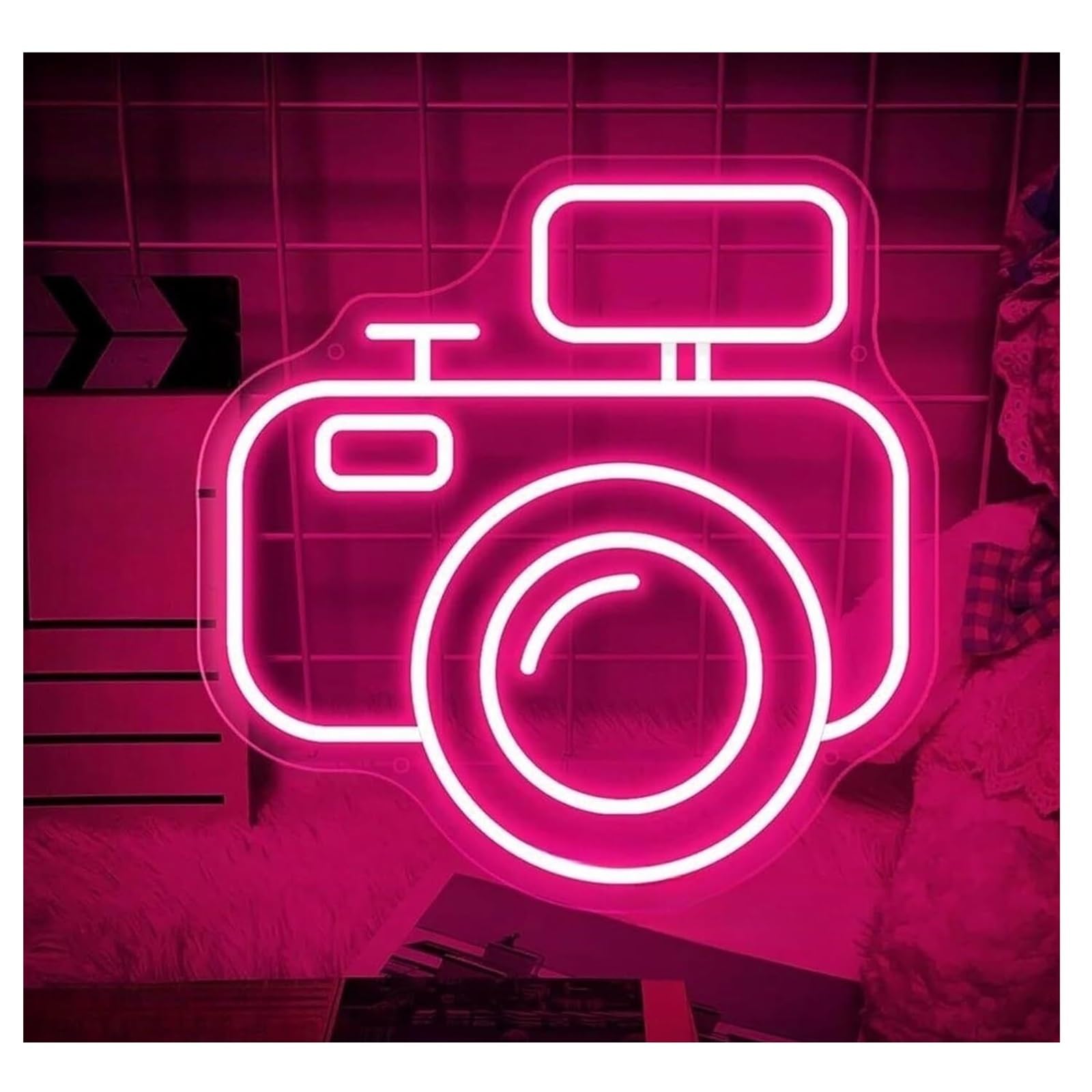 Zynther Neon lamp Soothing Atmosphere Photography Camera Neon Sign Light for Room Decor(A)