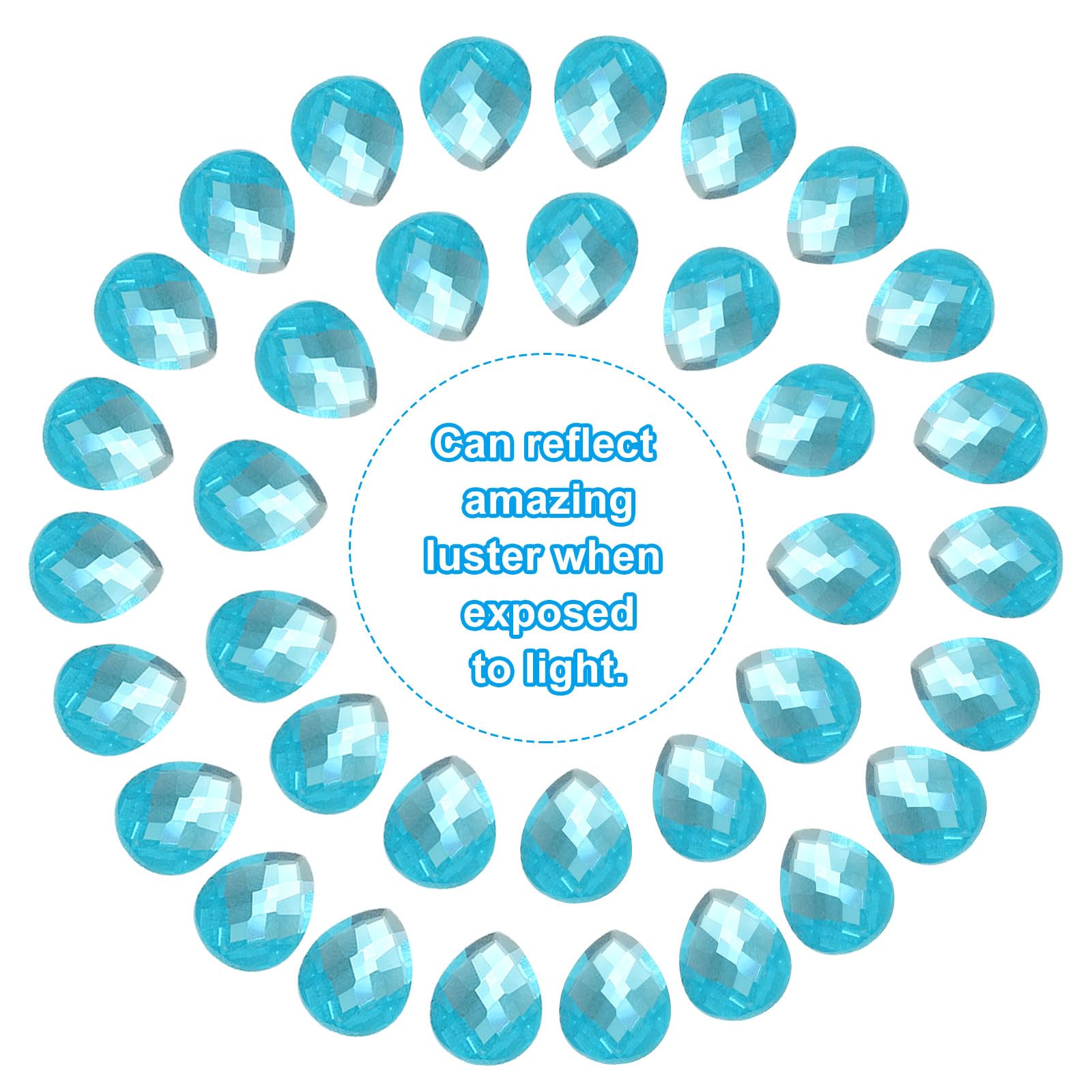 PATIKIL Acrylic Teardrop Gems, 100 Pcs 18x13mm Flat Back Teardrop Rhinestones Plastic Gems for Jewelry Making DIY Craft Light Blue - Image 4