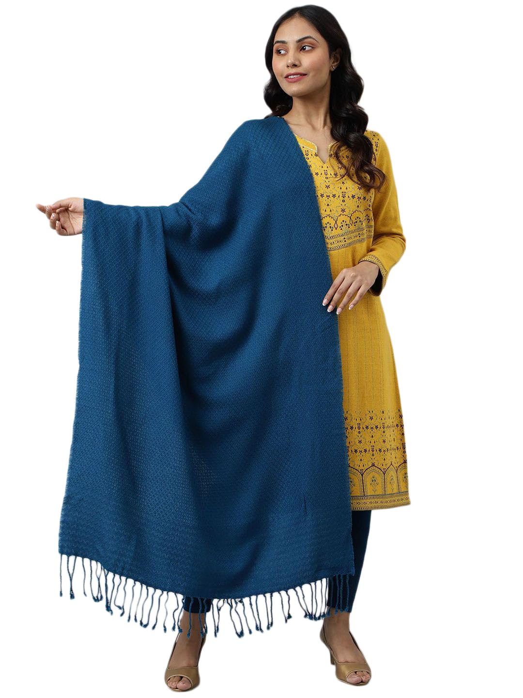 aurelia Blue Acrylic Yarn-Dyed Women'S Shawl (Size: Free Size)-24NOA80037-604250-picture-40