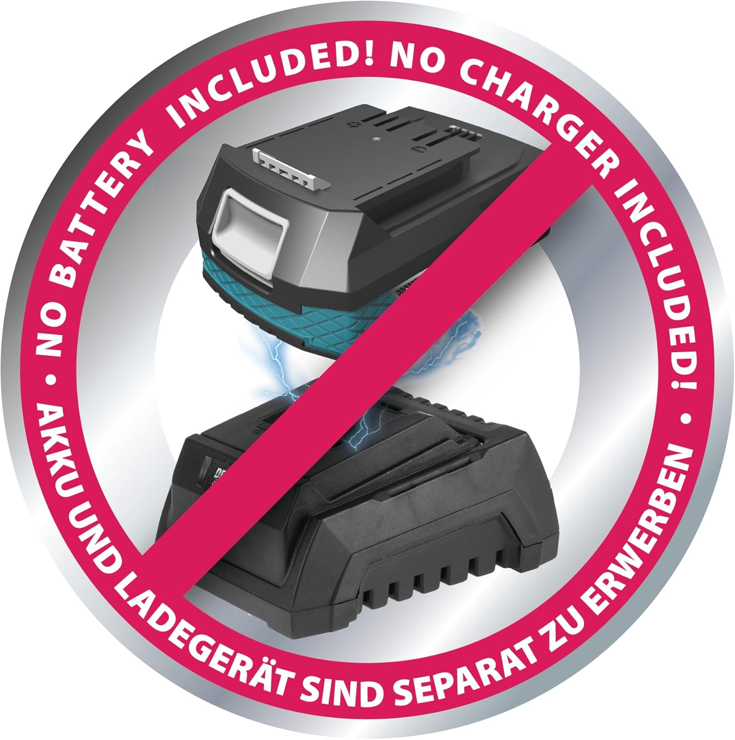 Image indicating battery and charger are not included