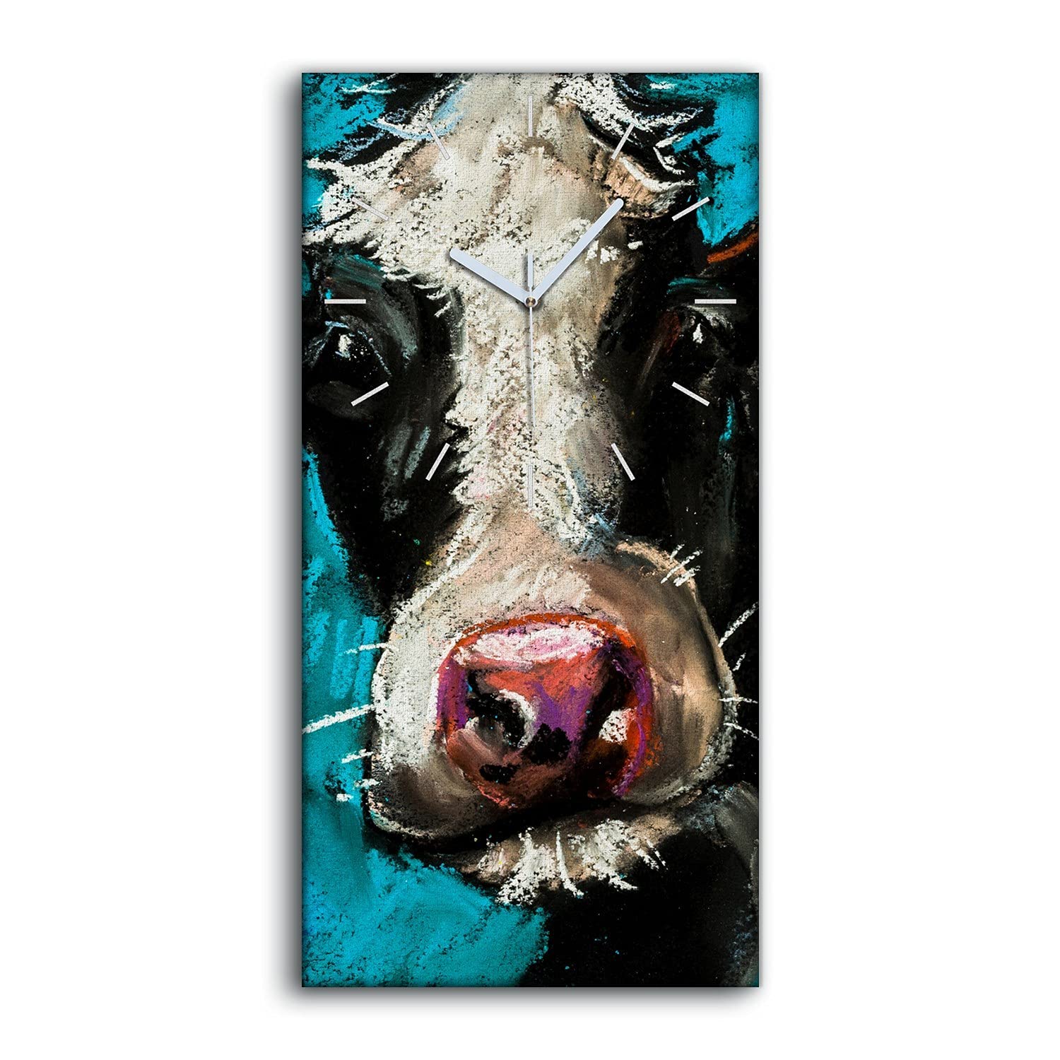 Horloge sur Toile Ne Pas Tic Tac en Silence Image Art Moderne Vache Coloray 30x60