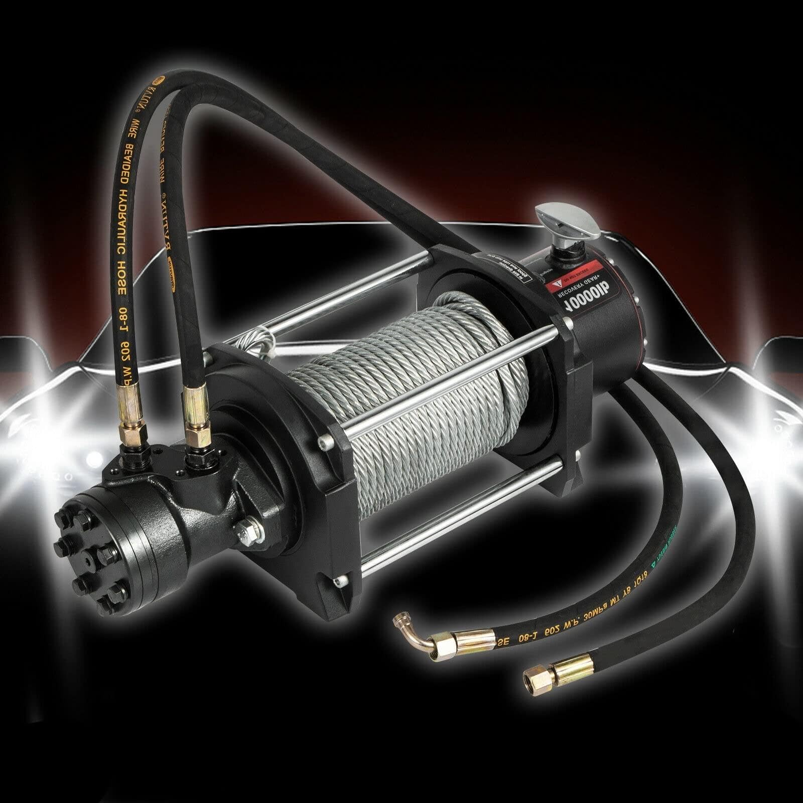 Argano idraulico da 1000 a 20000 libbre con cavo in acciaio resistente da 24 m e ingranaggio planetario a 2 stadi per fuoristrada ATV, SUV, barca, fuoristrada, 12 V
