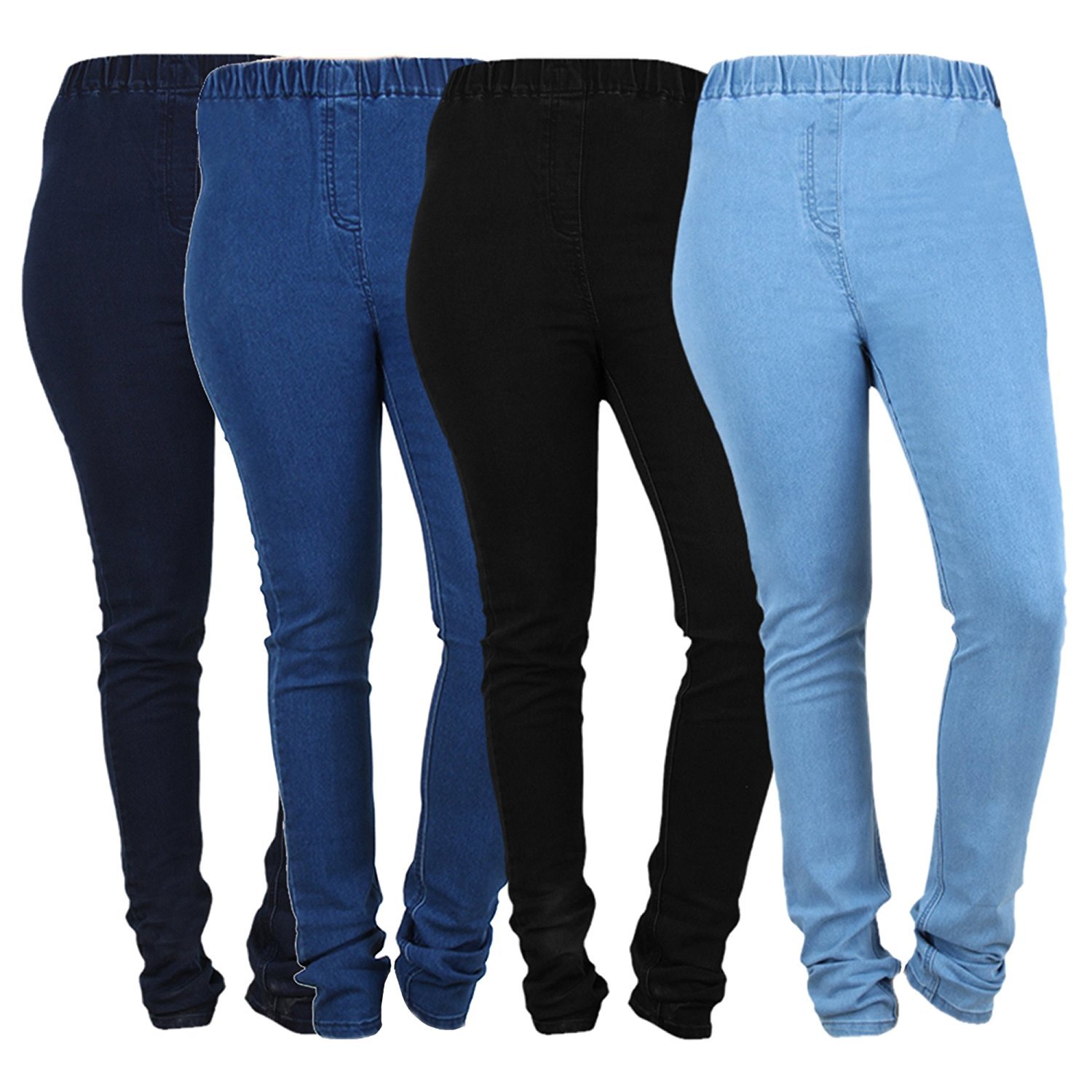Womens Denim Jeggings DJ1234-5XL - Royal Blue and Black (pack of 4)-image-42