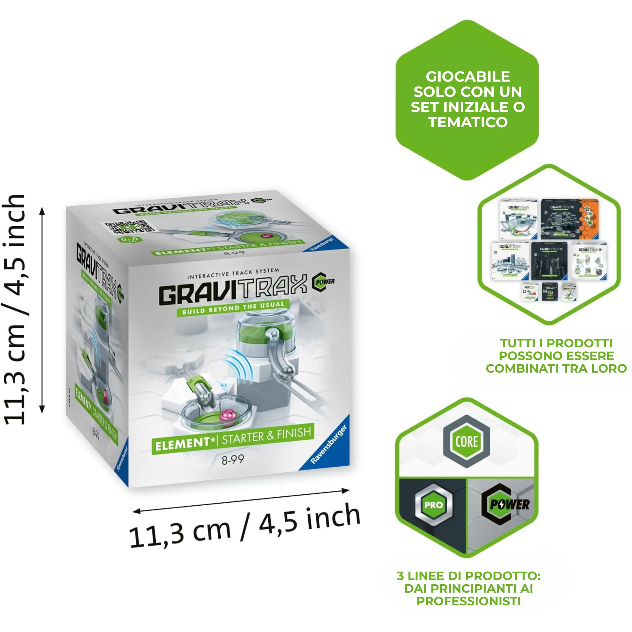Ravensburger - GraviTrax Power Element Starter & Finish: Attiva lo starter con la biglia, Accessorio pista biglie, Gioco STEM 8+ anni e adulti, Non giocabile da solo, Compatibile con tutti i GraviTrax