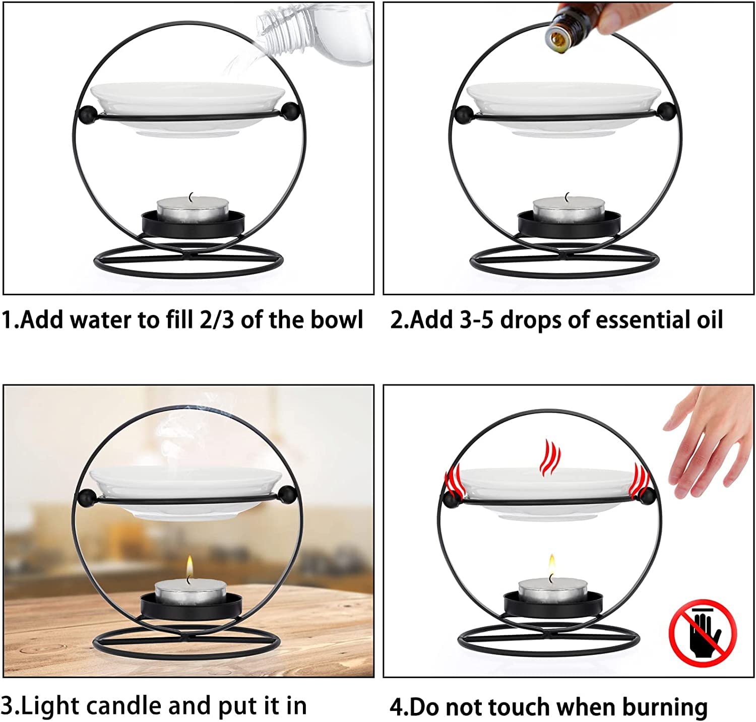AAPIE Romantico scaldacera in Ceramica Diffusore di Illuminazione Bruciatore di Cera Che Cambia Scaldacandele per Home Office Regali Decorazione Camera da Letto Spa