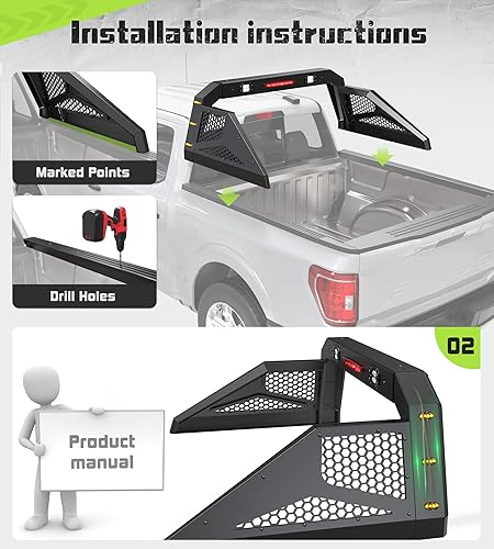 Miniatura 6 de StarONE Barra enrollable ajustable con luces de freno y marcadores laterales ámbar, la barra de rodillo para camión se adapta a camionetas de tamaño