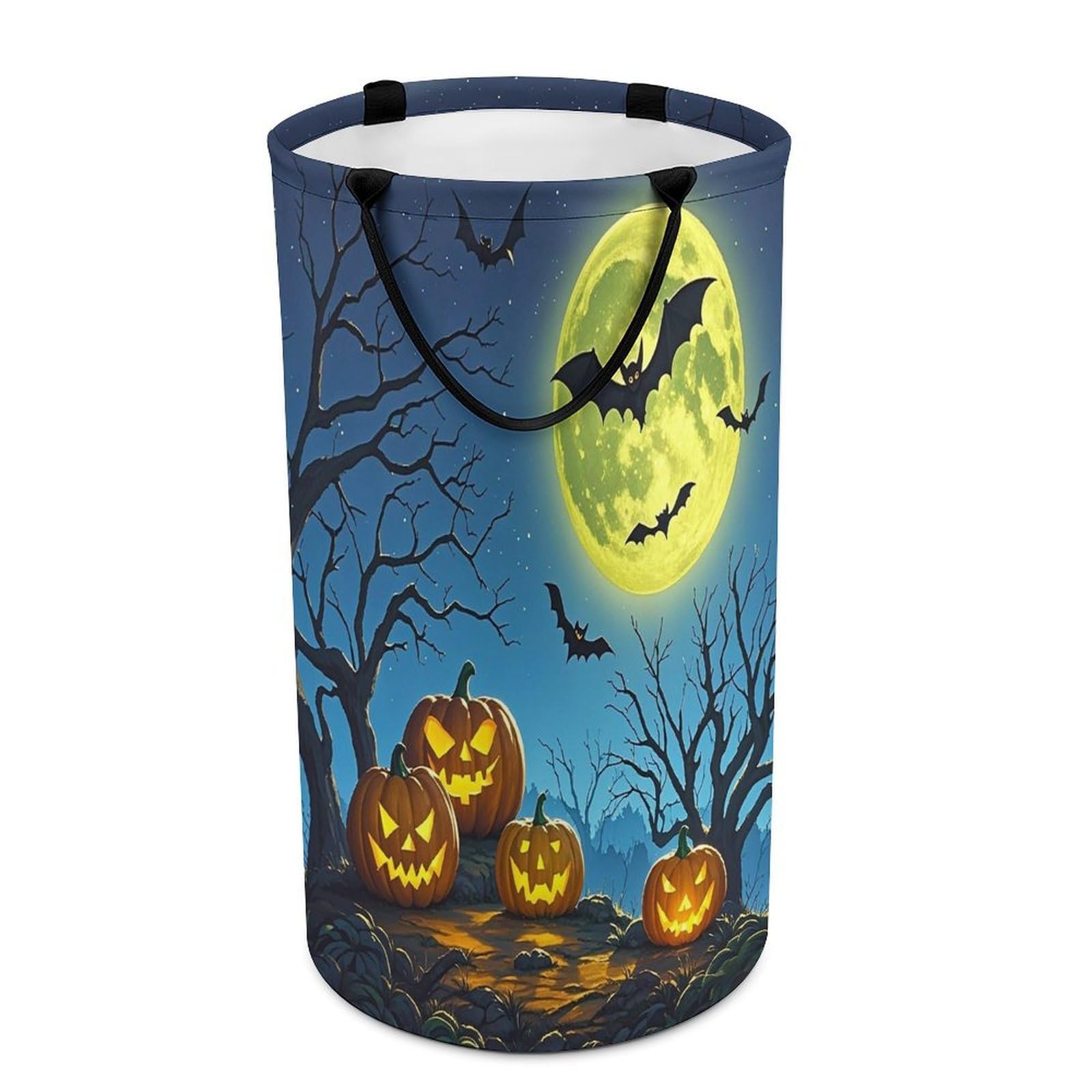 Strange Night Laundry Hamper Waterproof Clothes Basket Large Capacity Collapsible Laundry Basket Freestanding Clothes Hamper for Dorm Family Bathroom Decor Storage 86L