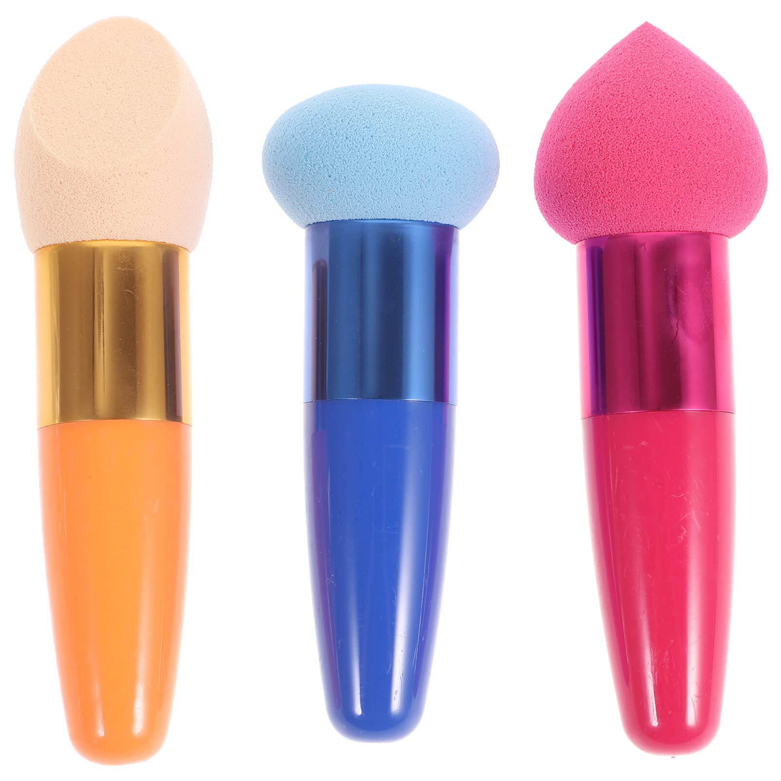 Frcolor 3pc Women Sponge Lollipop Foundation Brush Concealer Make-Up Sponge Brush, As Shown, 3 count (Pack of 1)