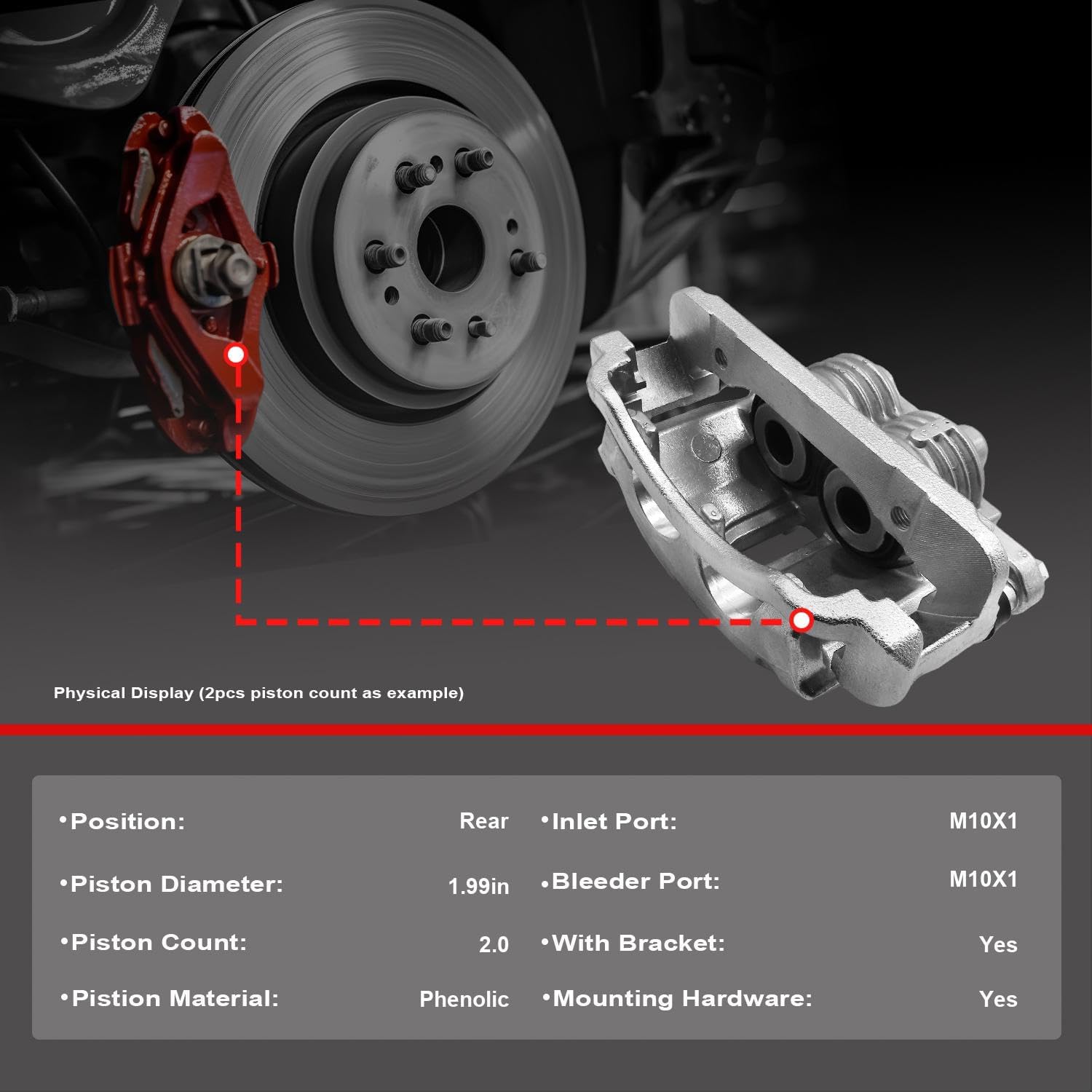 Rear Disc Brake Caliper Assembly Compatible with Chevy Express 3500 2500 2003-2020, GMC Savana 3500 2500 2003-2020, Replacement 18-B4934 18-B4935, Caliper with Bracket Set of 2