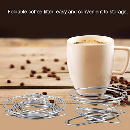 Miniatura 5 de Filtro de café, filtro de café plegable de acero inoxidable, filtro de café reutilizable, colador de té, gotero para café, té, moka, expreso, leche