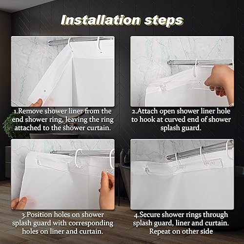 Miniatura 4 de Skyley Juego de 8 clips de cortina de ducha para forros y cortinas para mantener el agua, resistente al viento, acrílico protector contra