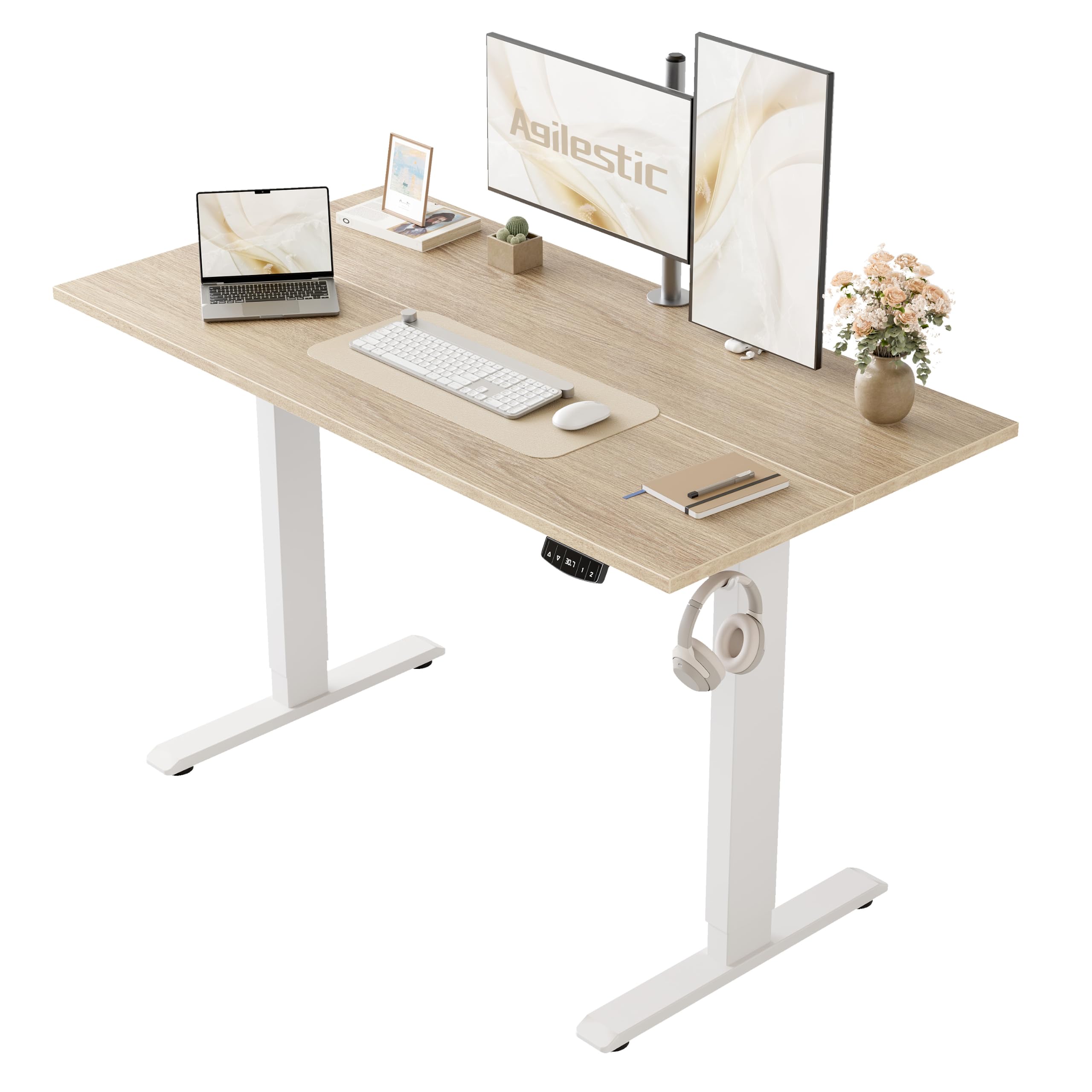 Agilestic 48 * 24 Inch Height Adjustable Electric Standing Desk, Maple