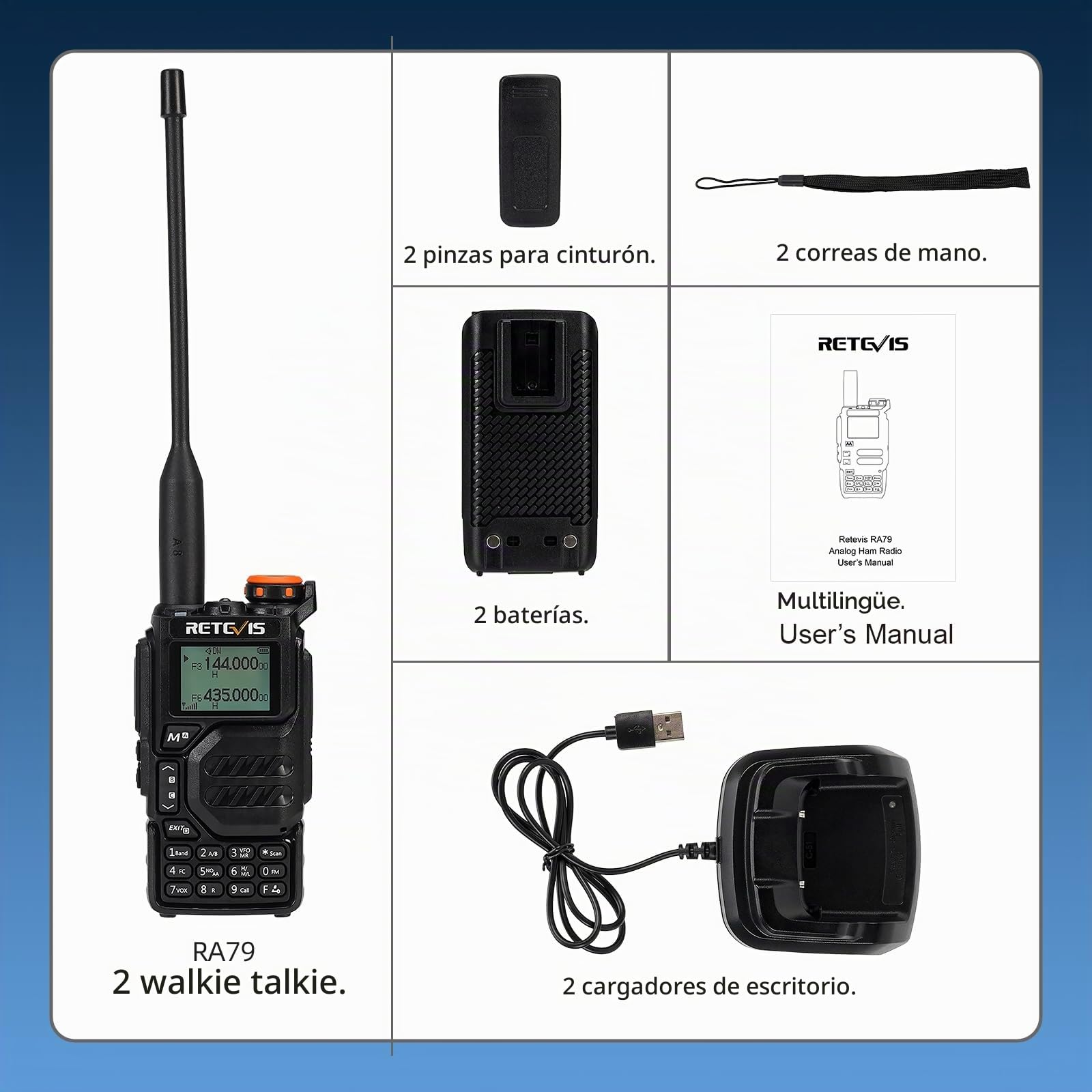 Retevis RA79 Ham Radios, Radio de Doble Banda con Micrófono Sensible | Recepción de Banda Aire, Captura de Canal, Radio de 2 Vías para Caza, Viajes, Walkie Talkie Largo Alcance