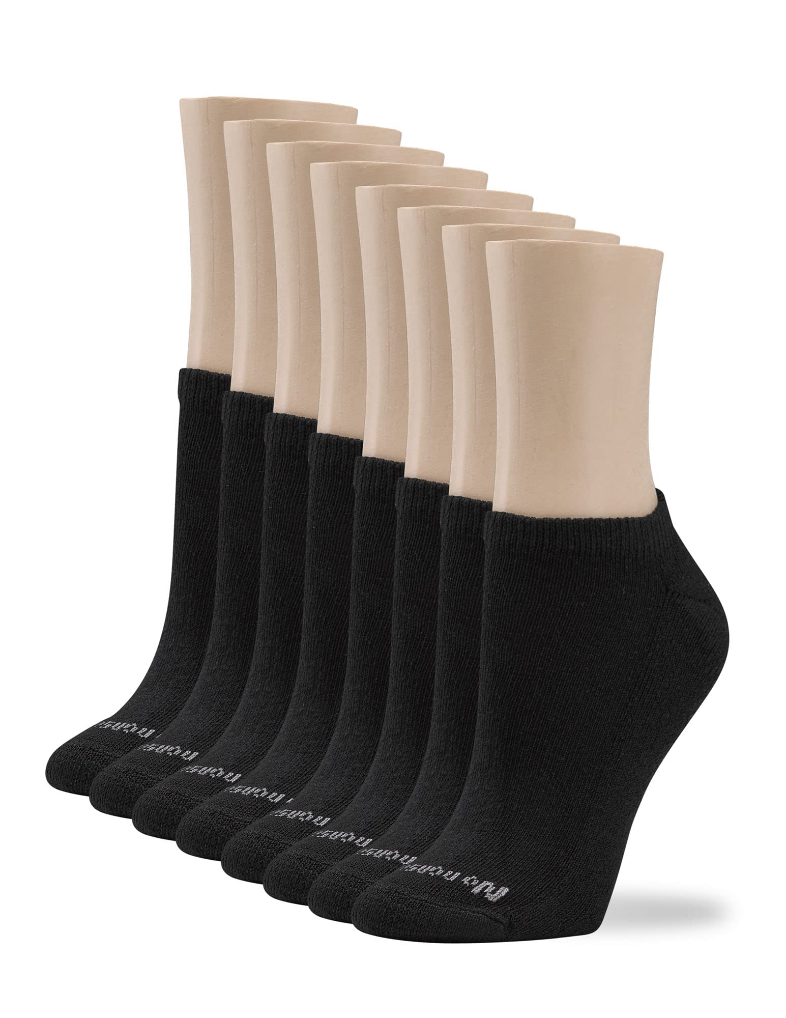 No Nonsense Women's Cushion No Show Sock Liner, Black-8 Pair Pack, 3.5-9 UK (Pack of 8)