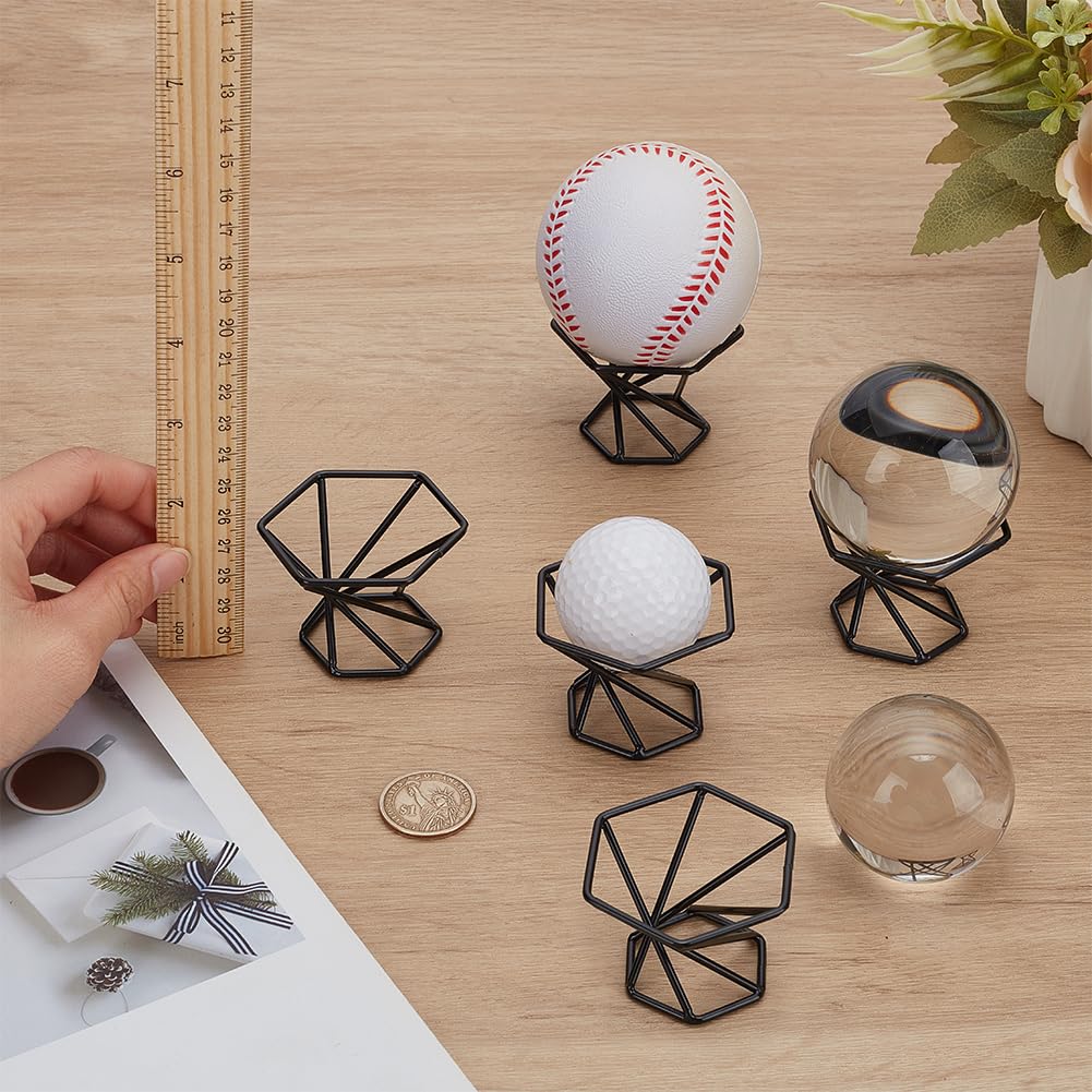 FINGERINSPIRE 5Pcs Support de Présentation de Boule de Cristal Hexagonal en Fer 53.5X60X40.5mm Support de Présentation Métal Noir Base de Boule de Verre Divination Photographie Base de Boule Lentille