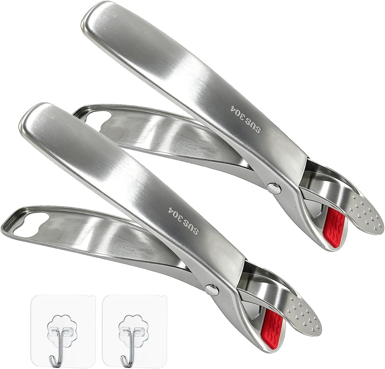 2 Pack Hot Plate Gripper Tongs, 304 Stainless Steel Anti-Scald, Non-Slip Pan Pot Gripper, Multi-Purpose Bowl Holder Clip, Air Fryer Pans Gripper for Pizza Pan Microwave Oven Steamer Kitchen