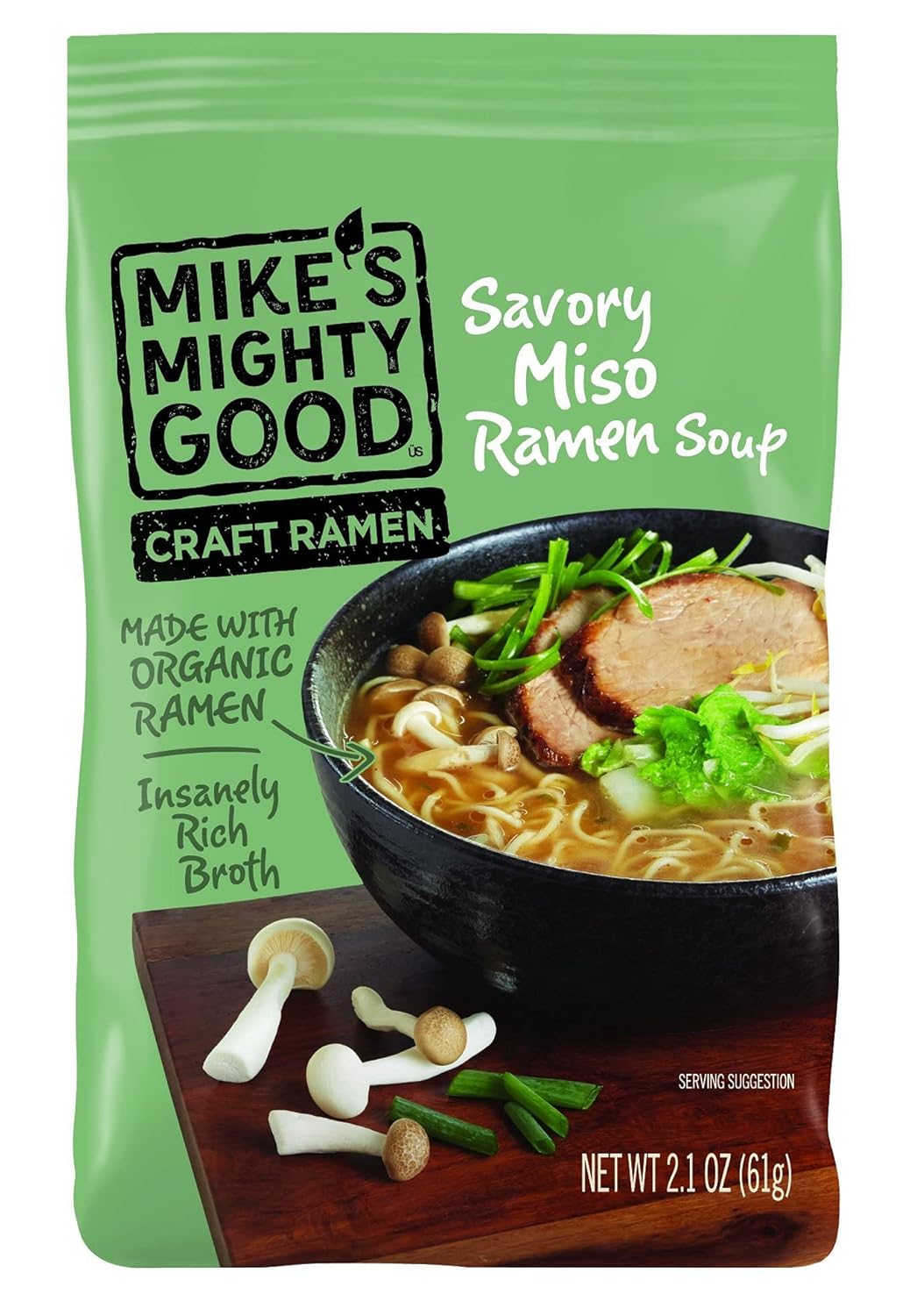 Mike's Mighty Good Craft Ramen Savory Miso Soup, 2.1 Ounce Pillow Pack (Pack of 14)