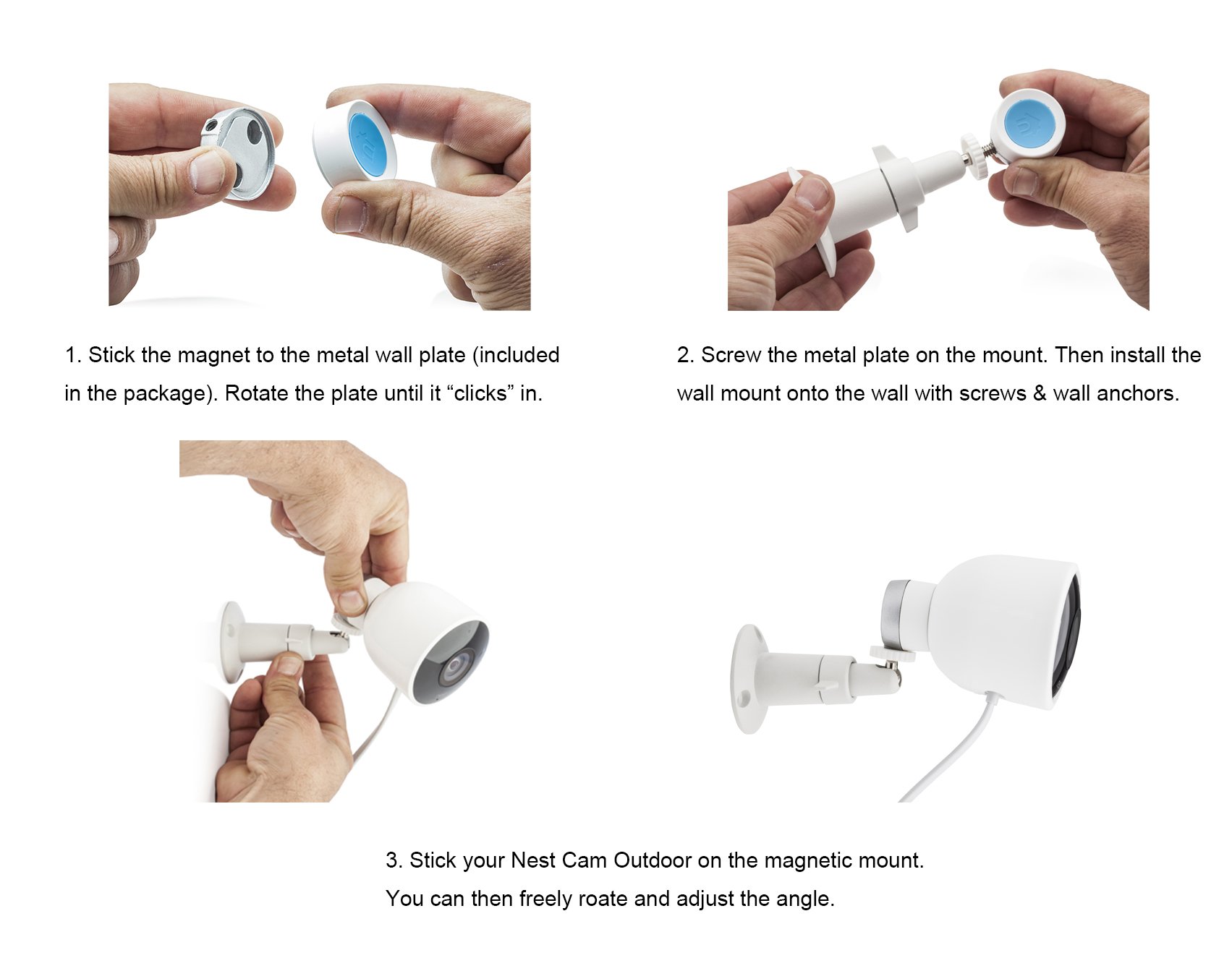 Magnetic Mount Nest Cam Wall Plate Mounting Bracket/Plate For