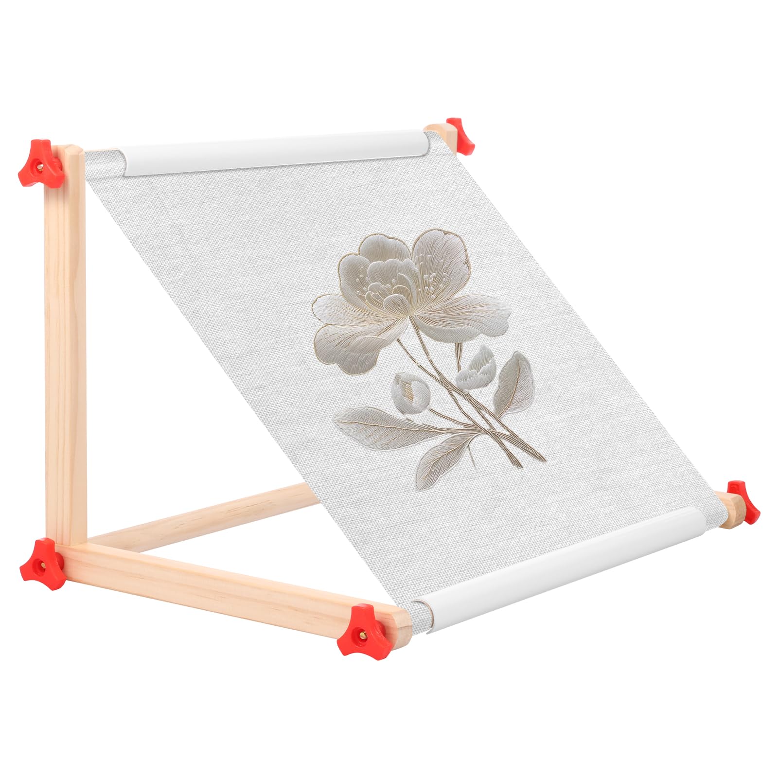 Embroidery Table Stand Wooden Embroidery Scroll Frame Cross Stitch Hoop Holder Needlepoint Holder Hands-Free Cross Stitch Arts Crafts Lap Table Stand Sewing Stitching Supplies Craft Tool(42cm)