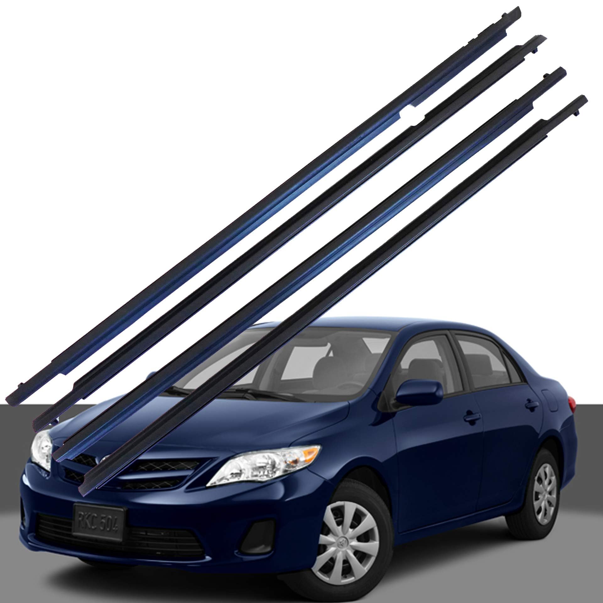Weatherstrip Window Seal for Toyota Corolla 2009-2012, Weatherproof Outside Trim Seal Belt, Pack of 4 Front Rear Left Driver & Right Passenger Side Window Moulding Weatherstrip Moulding Trim Seal Belt